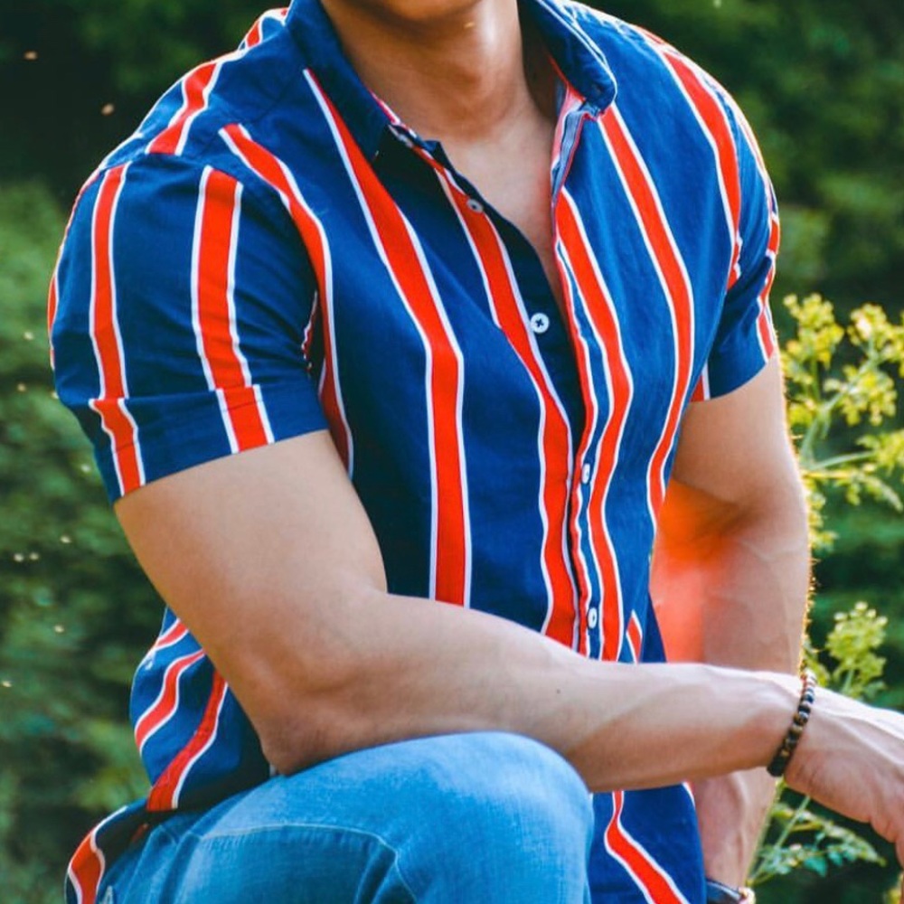 Coastal Clothing Striped Short Sleeve Causal Shirt